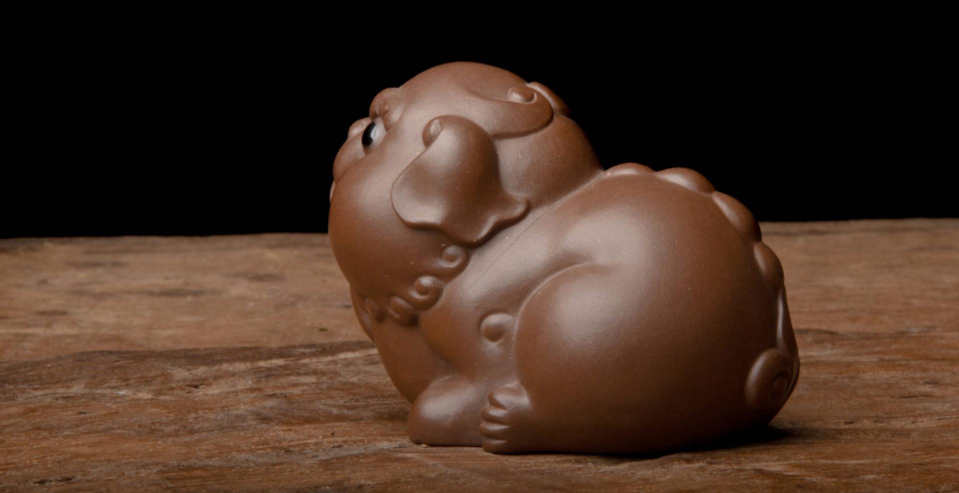 Hand-Made Baby Qilin Tea Pet by artist Zhao Yonghui