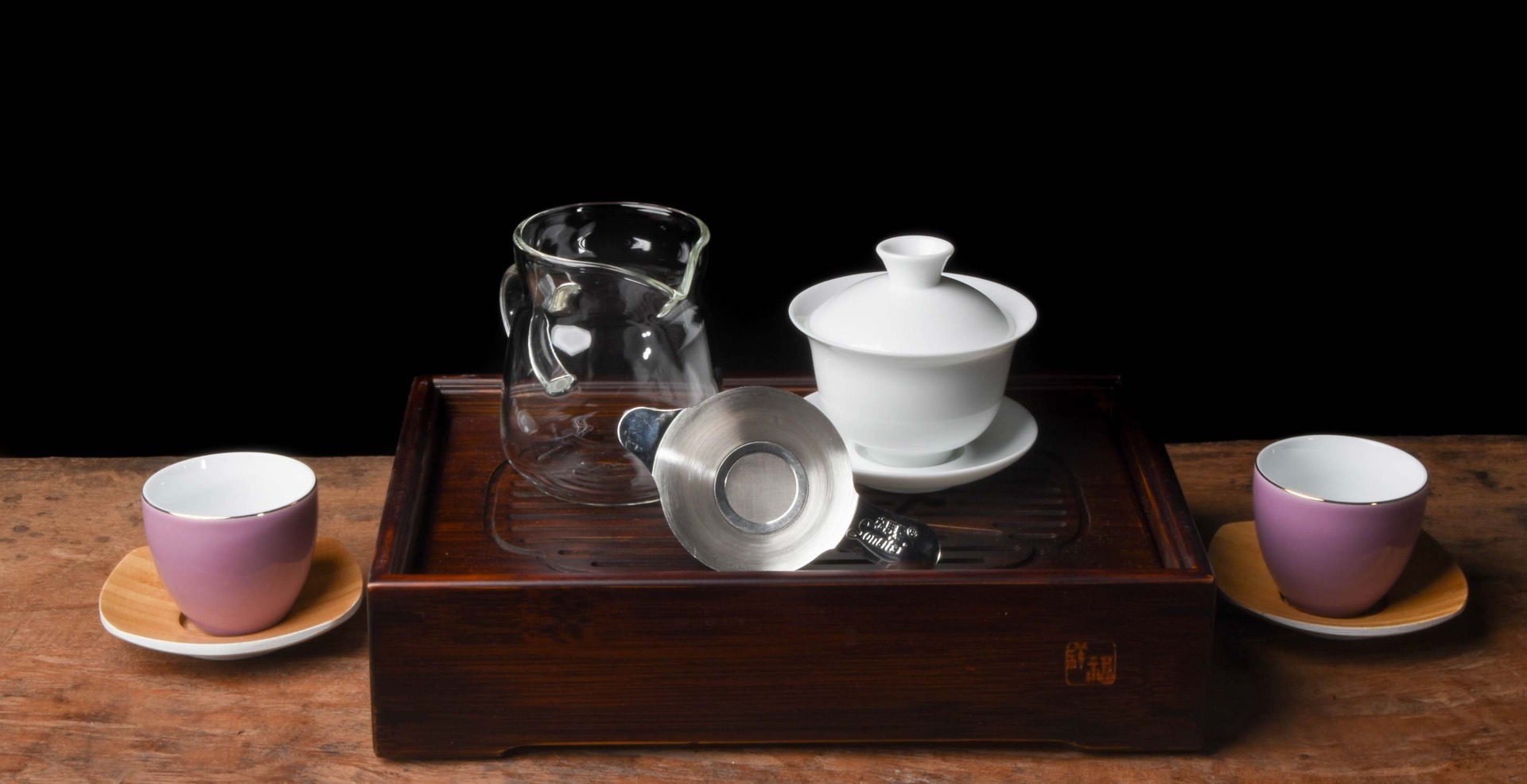 Glass Tea Set, Personalized Glass Teapot With Cups and Wood Tray