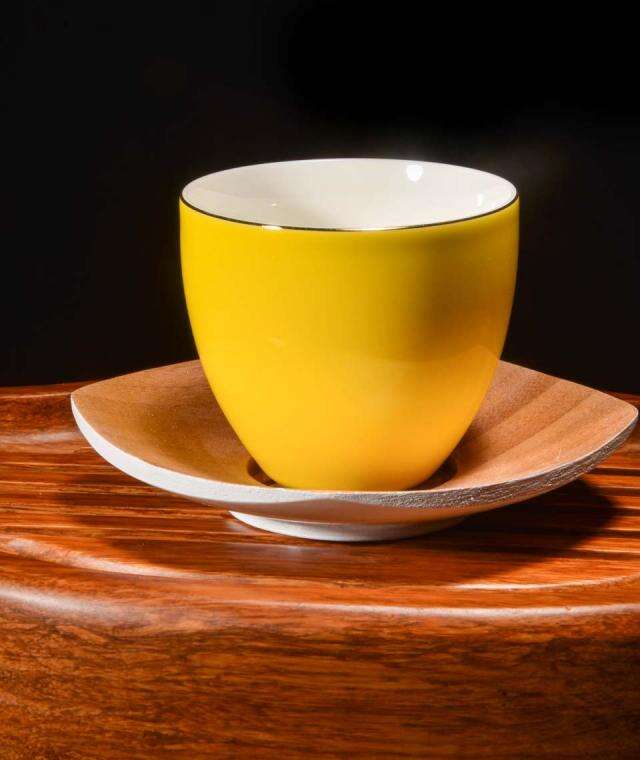 Yellow Gilded Cup & Saucer