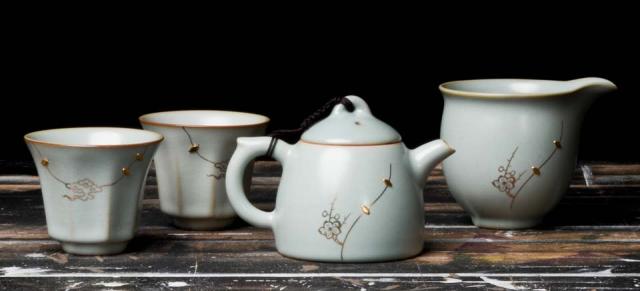 Goldwork Ru Tea Pot Gongfu Tea Set