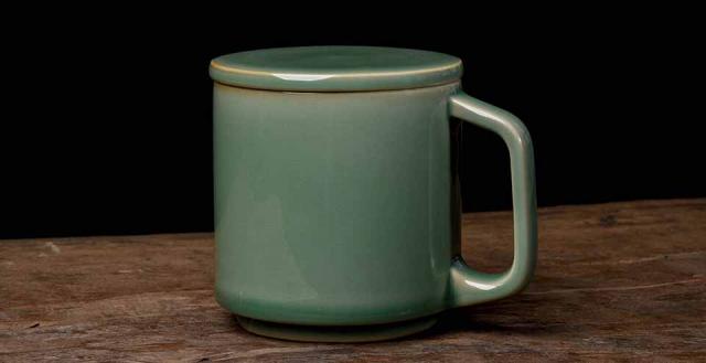 Covered Celadon Mug