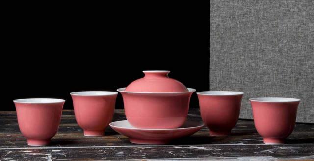 Jingdezhen porcelain tea set Zen style gaiwan pitcher teacup handmade thin glaze 
