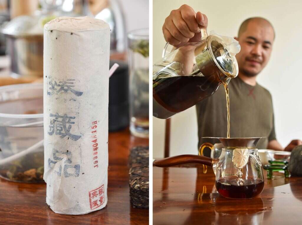 Mr. Wu brews a 1998 aged white tea.